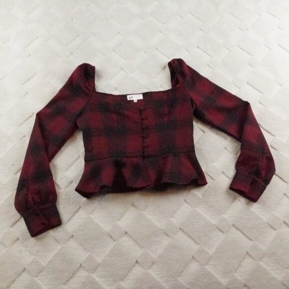 by the way. Tops - by the way. Cropped Top Womens Extra Small Plaid Red Black